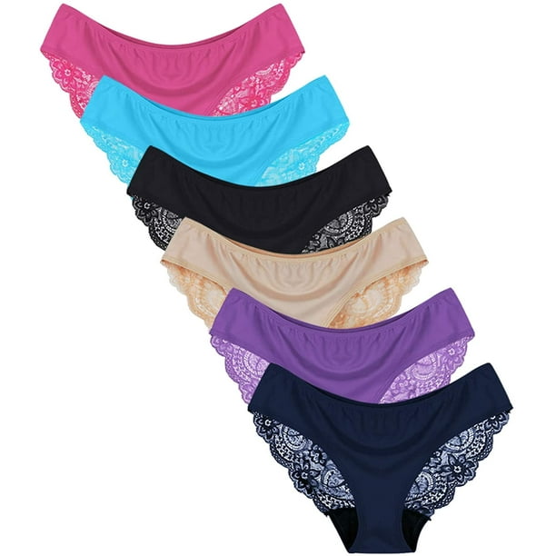 6 Pack Womens Underwear Invisible Seamless Bikini Lace Underwear