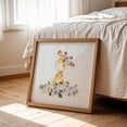 thumbnail image 6 of Giraffe, Safari Animals, Jungle Animals, Purple Flowers, Gender Neutral Nursery - Illustration Watercolor Whimsical Animal Floral Botanical Oak Framed Wall Art Print 8 x 8 inches, 6 of 8