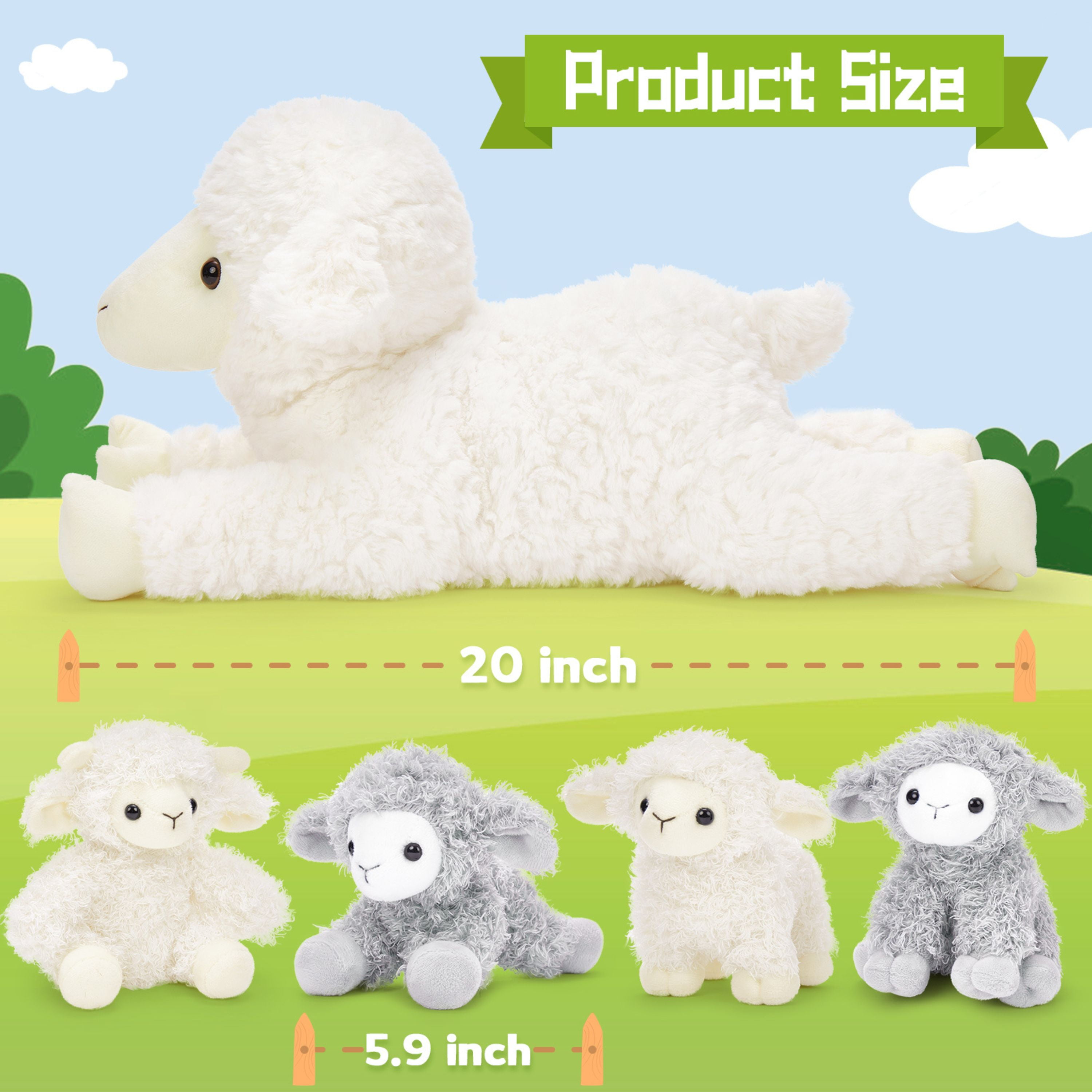 Tezituor 5Pcs Sheep Stuffed Animal 20'' Giant Lamb Plush with 4 Babies Plush Toy