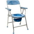 thumbnail image 1 of Folding Medical Bedside Commode with Removable Bucket - Portable Camping Toilet Chair with Armrests and Backrest - Stainless Steel, 1 of 7