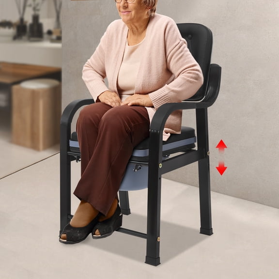 250kg/551 Floorstanding Heavy Duty Bedside Commode Fodable Commode Chairs for Seniors Adults Elderly