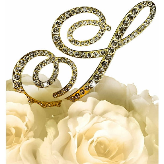 Unik Occasions Victorian Rhinestone Wedding Cake Topper, Gold