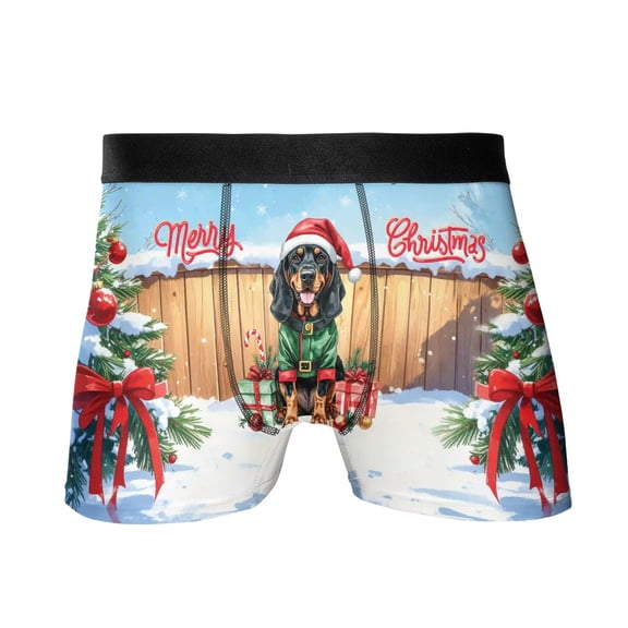 Merry Christmas Woofmas Xmas Noel Bloodhound Elf Candy Cane Snow All Over Print Boxer Briefs Underwear for Men Dad Dog Lover - 13017