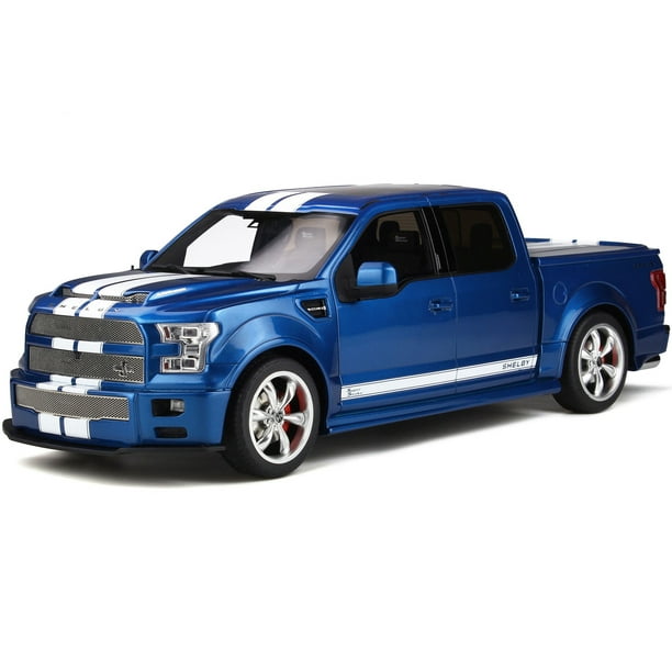 Ford Shelby F 150 Super Snake Pickup Truck With Bed Cover Lightning Blue Metallic With White Stripes 1 18 Model Car By Gt Spirit Walmart Com Walmart Com