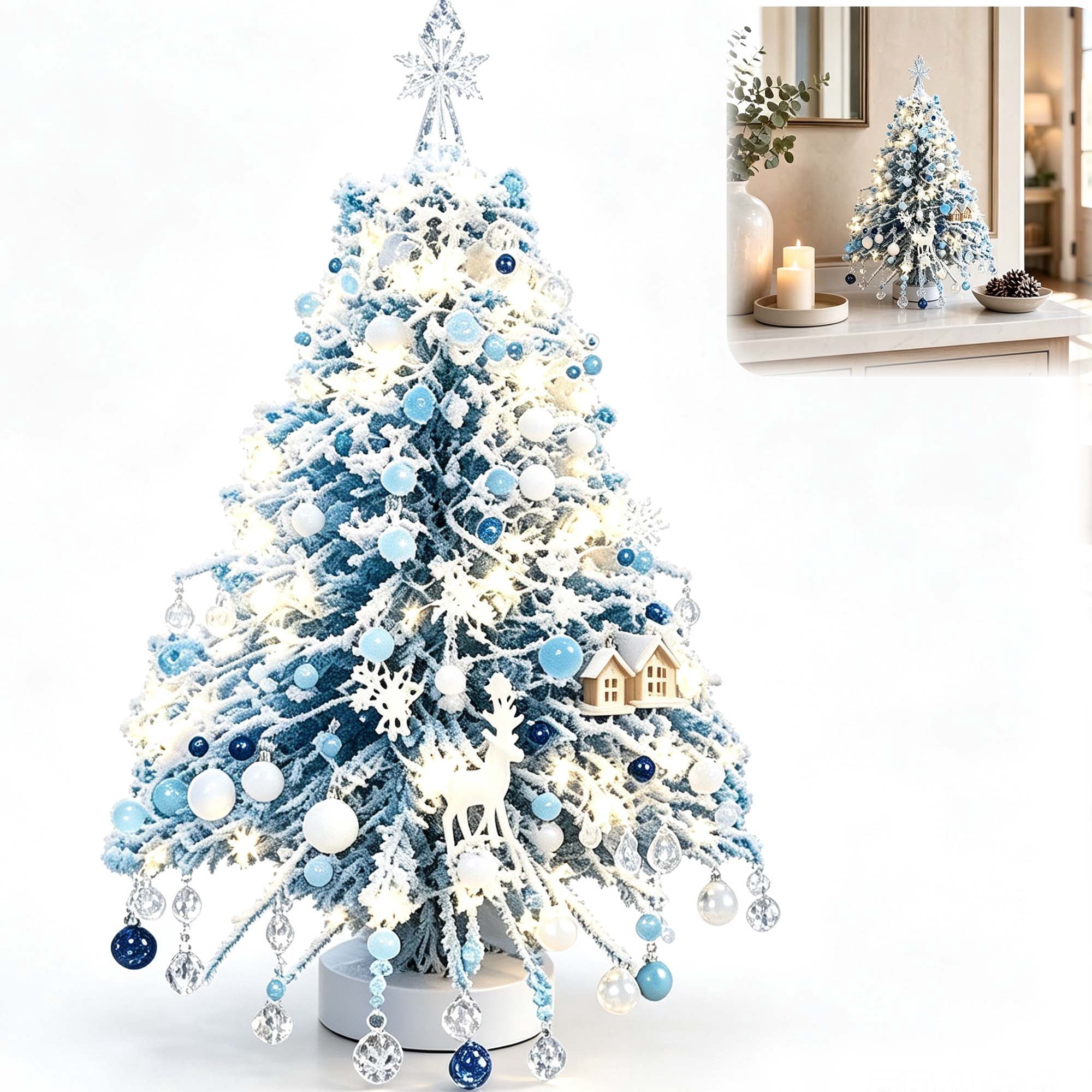 DIY Beaded Christmas Tree Kit ,Relaxing Craft Complete Beading Supplies with Metal Stand & Angel Tree Topper Tabletop Christmas Decor for Beginners