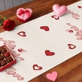 thumbnail image 4 of Valentine's Day Cotton Linen Table Runner Be Mine Love Gnome Red Heart Rose Floral Dining Table Runners for Home Decor Party Dining Room Restaurant Kitchen Party 13" x 36", 4 of 8
