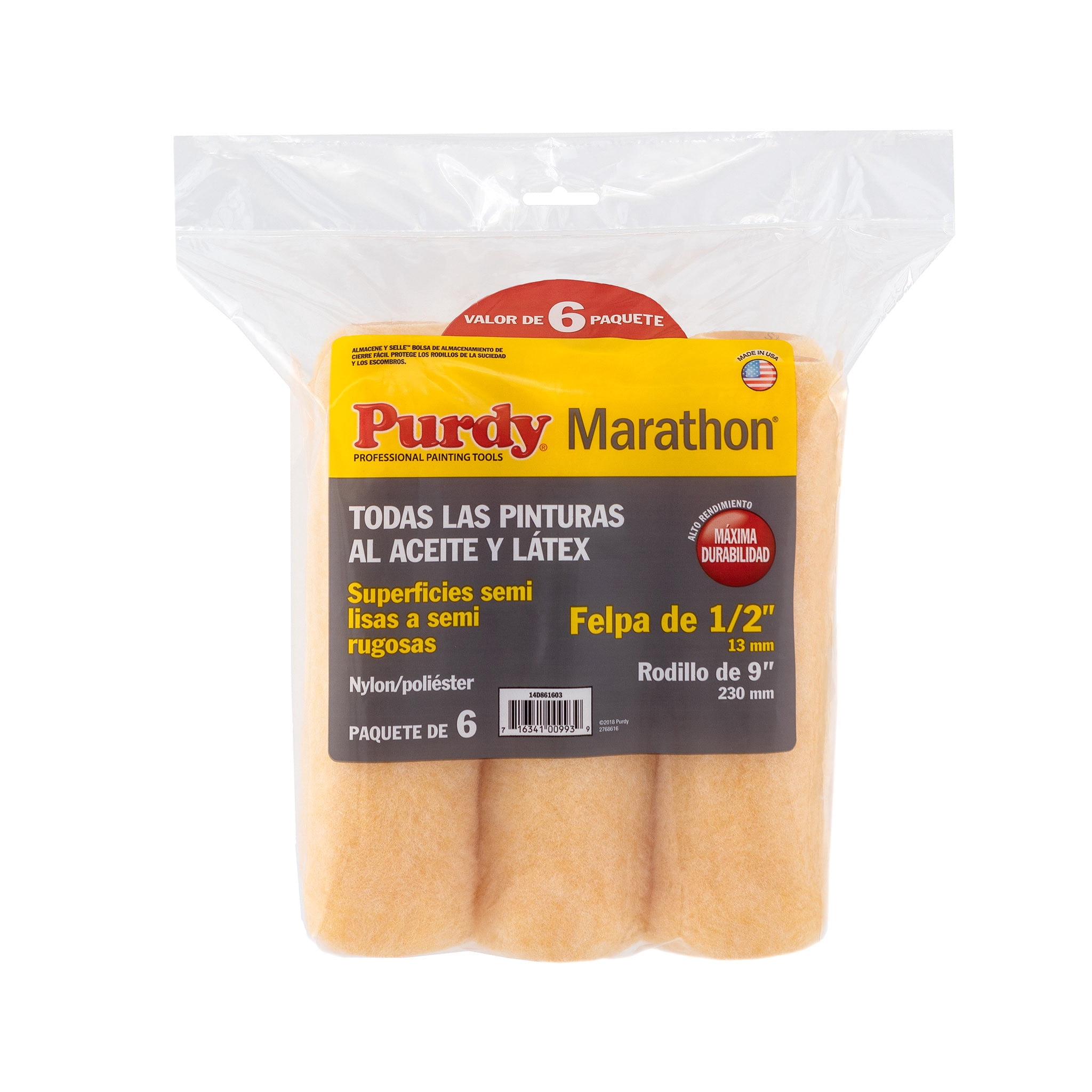 Purdy Marathon Roller Cover, 9 in. x 1/2 in., 6 count