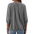 thumbnail image 4 of Avamo Women's 3/4 Sleeve Elastic-Hem Top Crew Neck Ruffle Blouse Casual Loose Basic Tunic T-Shirt Pullover, 4 of 5