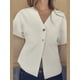 thumbnail image 1 of Cárdigan de punto blanco para mujer, chaleco elegante de manga corta con cuello en V y botones, moda de verano y otoño, 2024, 1 of 5