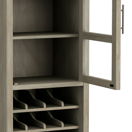 Simpli Home - Avalon High Storage Wine Rack Cabinet - Distressed Grey
