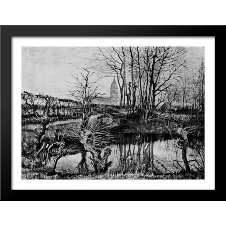 Landscape at Nuenen 36x28 Large Black Wood Framed Print Art by Vincent van Gogh