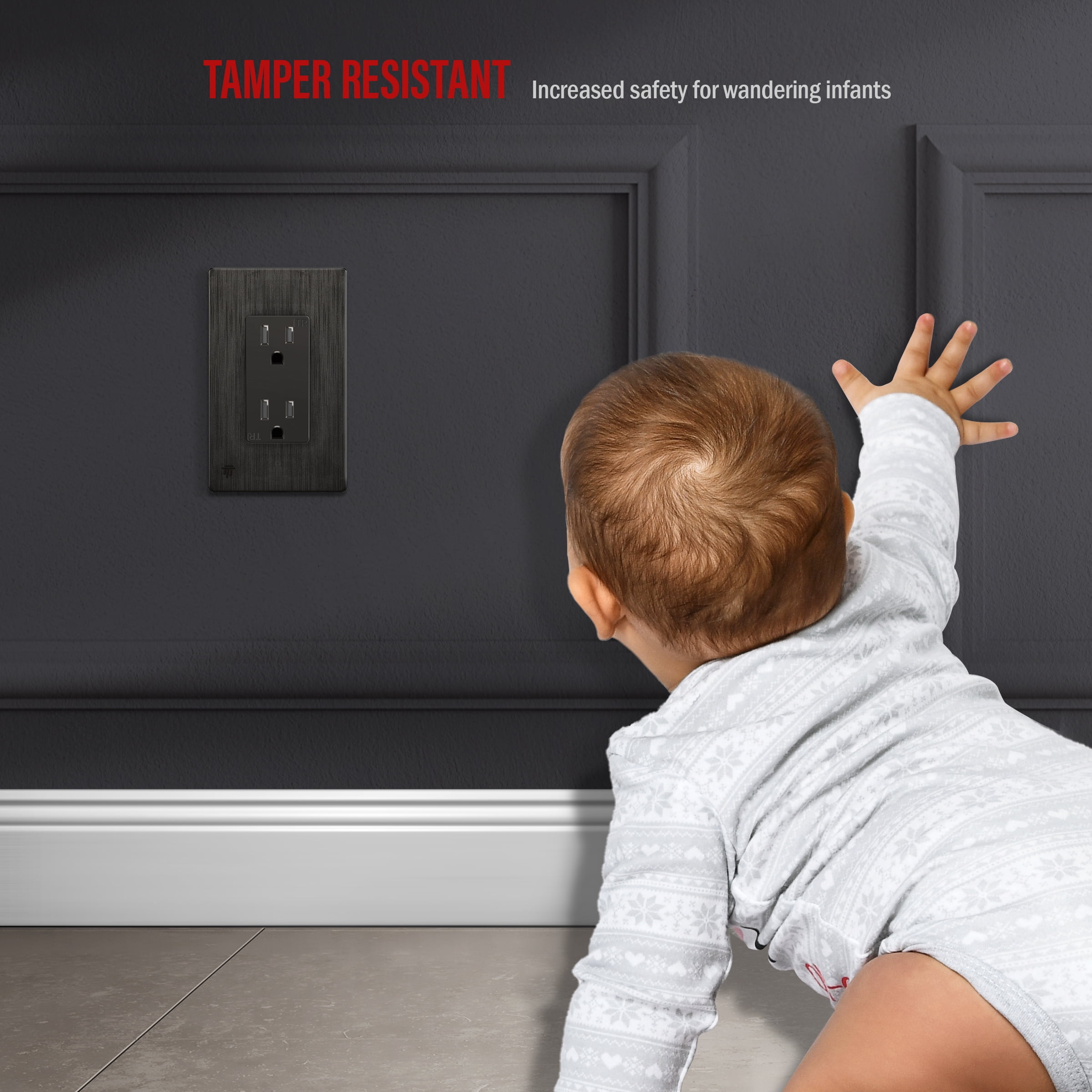 ENERLITES Elite Series Screwless Decorator Wall Plate, Child Safe Outlet Cover, Size 1-Gang Unbreakable Polycarbonate Thermoplastic, SI8831-BDB Brushed Dark Bronze