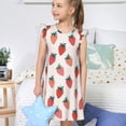thumbnail image 4 of Balery Hand Drawn Strawberry Camisón de princesa para niñas, pijama de algodón con mangas abullonadas, suave y bonito.-X-Large, 4 of 6