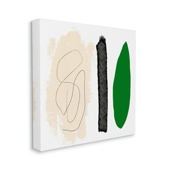 Modern Abstract Nature Study Shape Collage Green Beige Abstract Gallery-Wrapped Canvas Print Wall Art, 17x17