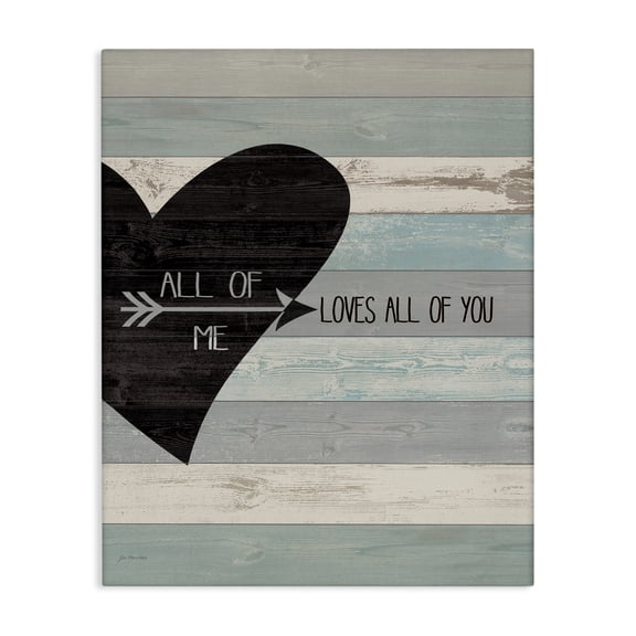Stupell Industries Rustic Lodge All of Me Loves All Of You Distressed Heart Canvas Art, 16 x 20, by Jo Moulton