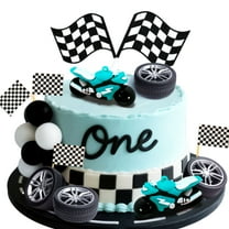 Race Car Motorcycle Cake Toppers Decor Set - Speed Theme Party Supplies
