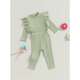 thumbnail image 3 of GXFC Baby Girls Fall Outfits Clothes 3M 6M 9M 12M 18M Infant Girls Long Sleeve Ruffles Ribbed Tops and Elastic Pants 2Piece Casual Autumn Clothing for Newborn Girls, 3 of 9