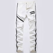 FcBaudy Full Length Pants Men's New Fashion Have Pockets Button Zipper Personality Denim Trend Jeans Men Denim jeans