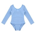 thumbnail image 3 of RUNQHUI Kids Girls Solid Color Basic Classic Long Sleeve Ballet Dance Gymnastic Leotard Bodysuit Blue 10, 3 of 7
