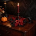 thumbnail image 2 of AZXY Halloween Gothic Candle Ring Wreath, Artificial Black Red Maple Leaf Candle Holder Ring with Red Roses, Mini Round Table Centerpiece Wreath for Indoor Mantel Dining Table Halloween Party Decor, 2 of 7