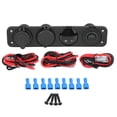 thumbnail image 2 of Aramox 12-24V LED Dual USB  Voltmeter Cigar Lighter Power Outlet 4 Hole Panel Switch, 2 of 8