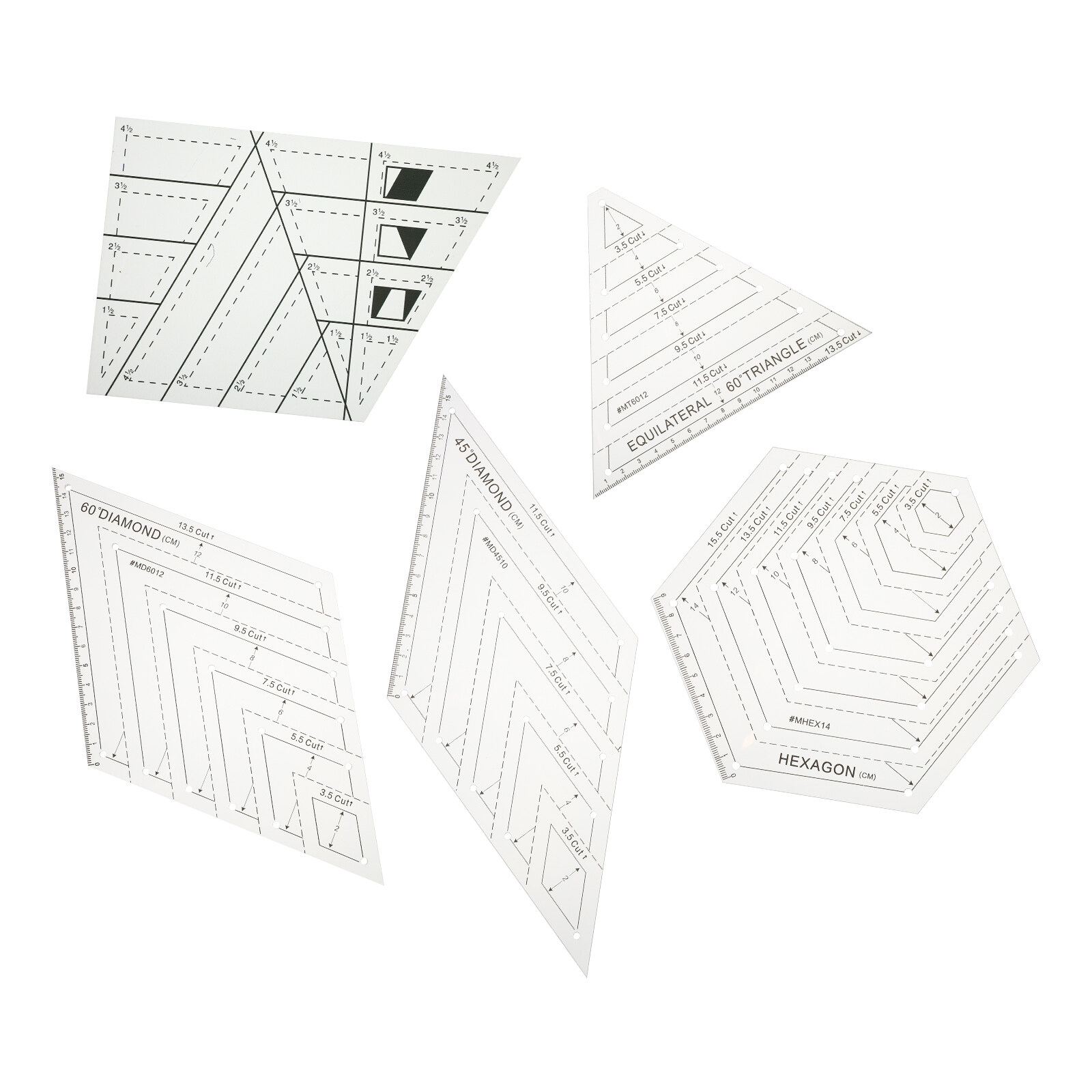 5Pcs Patchwork Rulers Fabric Sewing Rulers Plastic Cloth Craft Rulers Measure Ruler