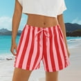 thumbnail image 2 of DeHolifer Women's Beach Lounge Shorts Casual Striped High Waisted Elastic Waisted Drawstring Loose Shorts Watermelon Red M, 2 of 8