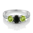 thumbnail image 2 of Gem Stone King 1.92 Cttw Oval Black Onyx Green Peridot and White Moissanite Ring | 925 Sterling Silver | Gemstone Birthstone (Size 7), 2 of 4