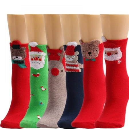 

6 Pairs Women Colorful Fancy Crazy Design Soft & Stretchy Novelty Crew Socks