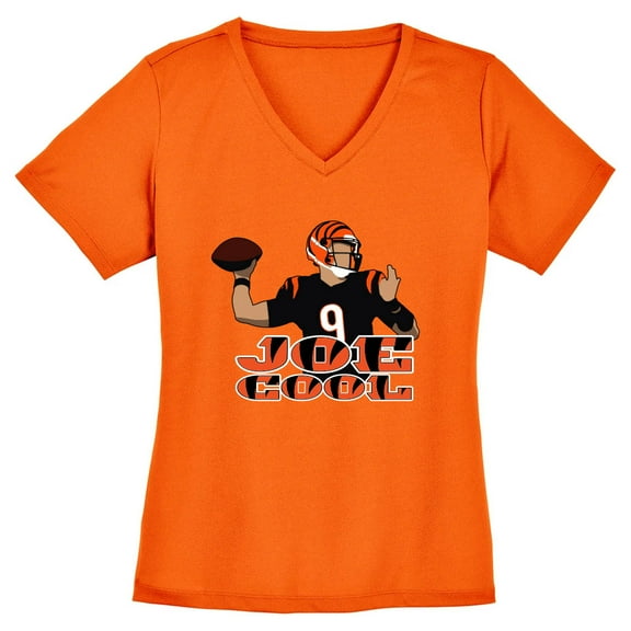 Bengals Orange Joe Burrow Joe Cool LADIES V-NECK T-shirt