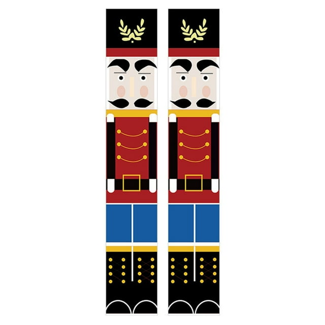 Coxeer Christmas Porch Signe Nutcracker 1 Paire de Bannière de Porte d'Entrée Verticale Bannière Porche