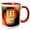 Red/White, variant on 3drose, Eat Drink Be Merry - Text Graphic Design Featuring Many Colorful Circles or Rings, 11oz Two-tone Blue Mug