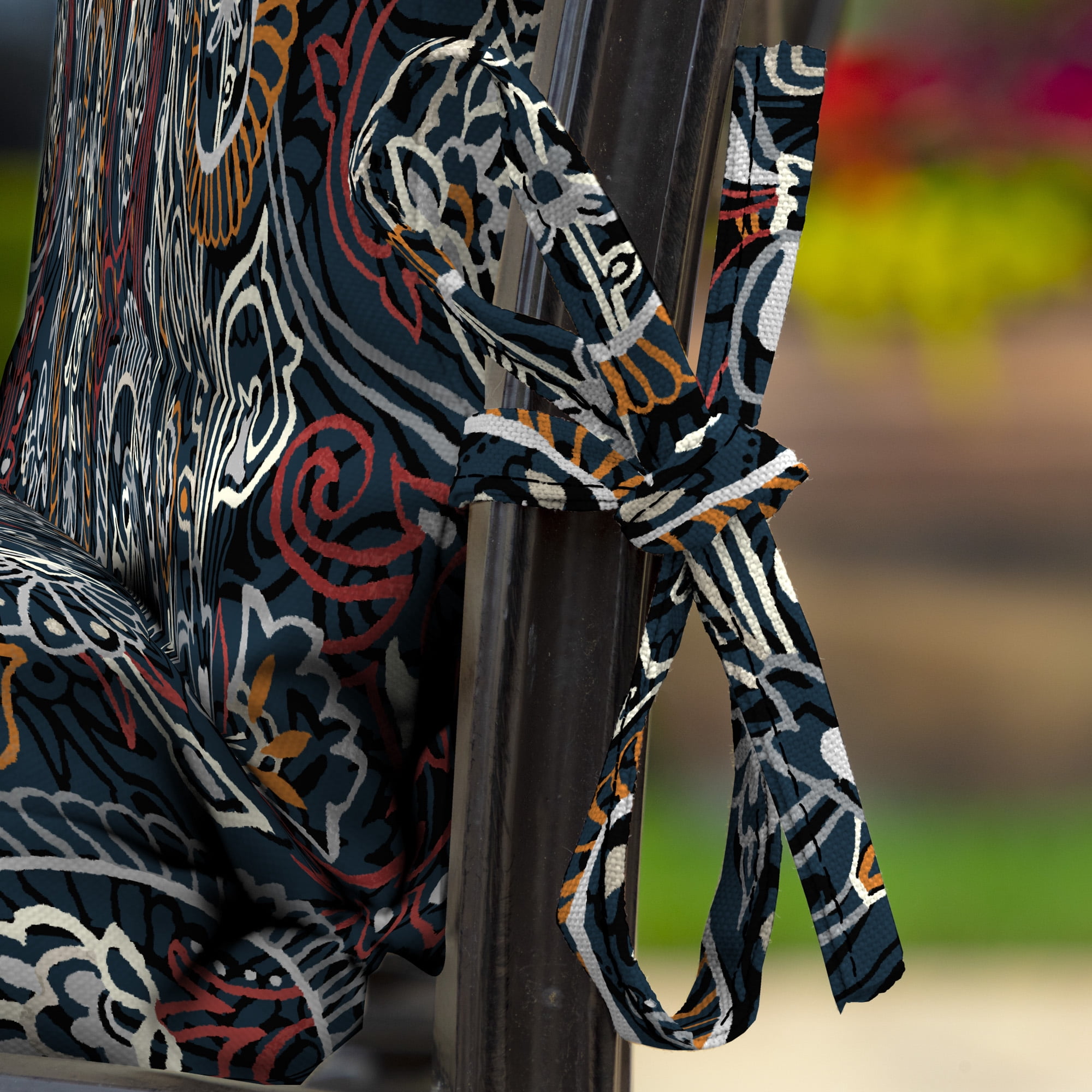 ARDEN Outdoor Chair Cushion 20 x 21, Navy Palmira Paisley
