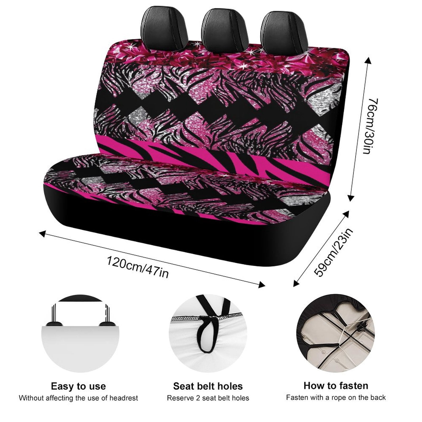Animal Print Patterns Rear Seat Covers, Car Backseat Protector, Universal Back Seat Vehicle Interior Protector, Fits Most Cars, SUVs, Sedans, Trucks