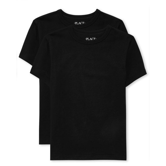 Camiseta The Children's Place para niños, manga corta, negra, paquete de 2