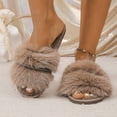 thumbnail image 7 of uublik Indoor Fuzzy Slippers for Women Winter Indoor House Shoes Comfortable Couple Home Footwear, Black, 7 of 7