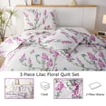 thumbnail image 3 of Beartech Floral Quilt Set King Size Rose Purple Lilac Quilt Lightweight Reversible Microfiber Bedspread Coverlet Bedding Set, 3 of 7