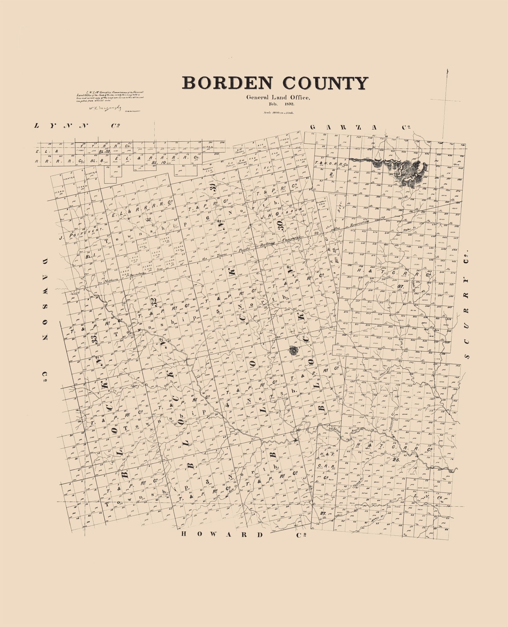 Borden County Texas 1892 23 x 28.39