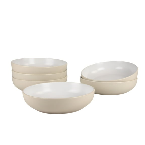 10 Strawberry Street Two Tone Coupe 8.5”/36 Oz. Dinner Bowl Set Of 6, Tan/White