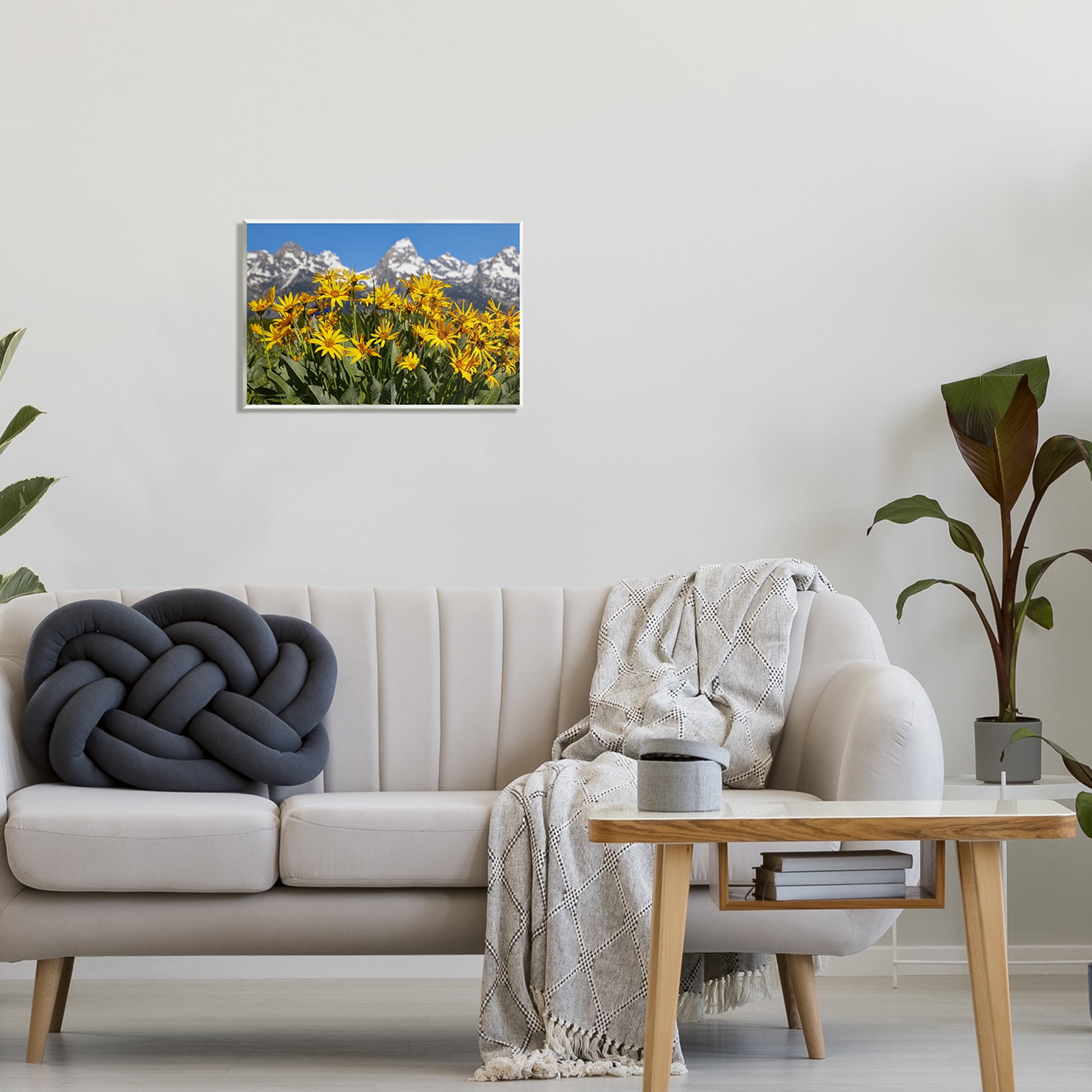 Stupell Industries Daisy Meadow & Mountains Landscape Photography Unframed Art Print Wall Art, 19 x 13