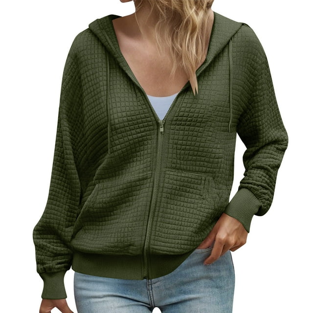 HAiming Chandails à Capuche Zippés pour Femmes Veste Oversize Décontractée à Manches Longues Manteau à Capuche à Cordon Vêtements de Mode d'Automne