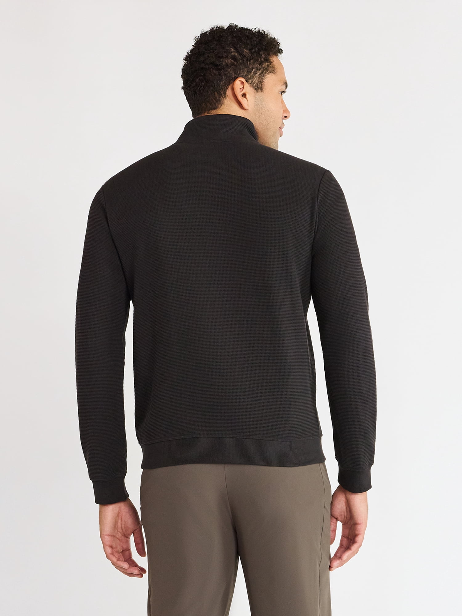 Athletic Works Men's and Big Men's Waffle Quarter Zip Pullover, Sizes S-3XL