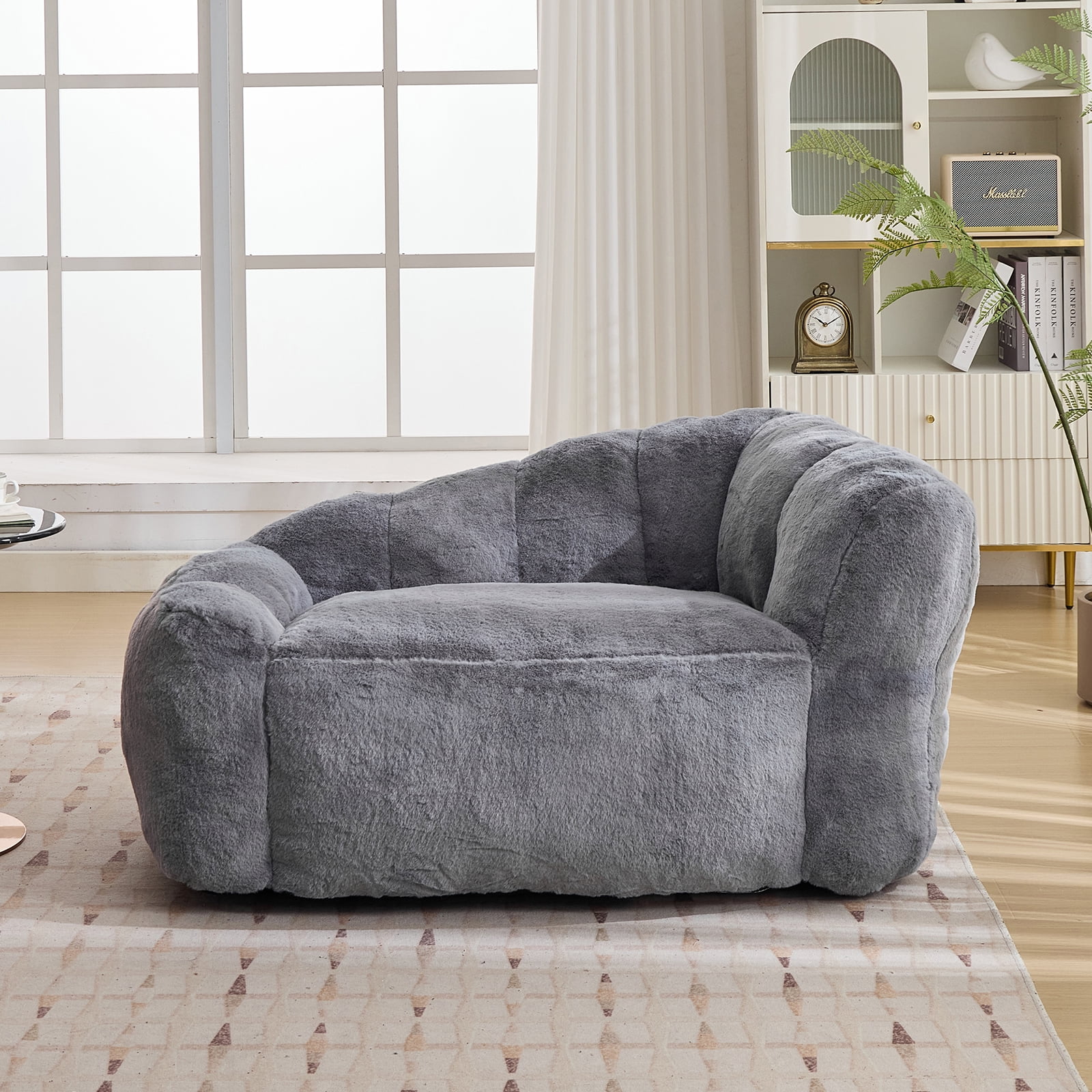 Dog Sofa Couch Bed for Medium, Large Dogs, 51" Pet Sofa with Faux Fur Fabric, Comfortable Pet Couch with Backrest and Armrests Dark Grey