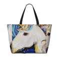 thumbnail image 2 of Balery Starry White Horse Beach Travel Bag - Water-Resistant, Large Capacity Lightweight Tote with 7 Pockets for Women and Men - Perfect for Beach, Pool, Gym, and Travel, 2 of 7