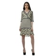 thumbnail image 2 of Moomaya Printed 3/4 Sleeve Georgette V-Neck Plus Size Clothing For Women Dress, 2 of 6