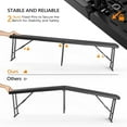 thumbnail image 4 of Ktaxon 2Pcs 6' Portable Folding Bench, Perfect for Outdoor Party, Picnic, Camping, Wedding etc., Plastic Folding Bench for Outdoor and Indoor, Black Woodgrain, 4 of 8