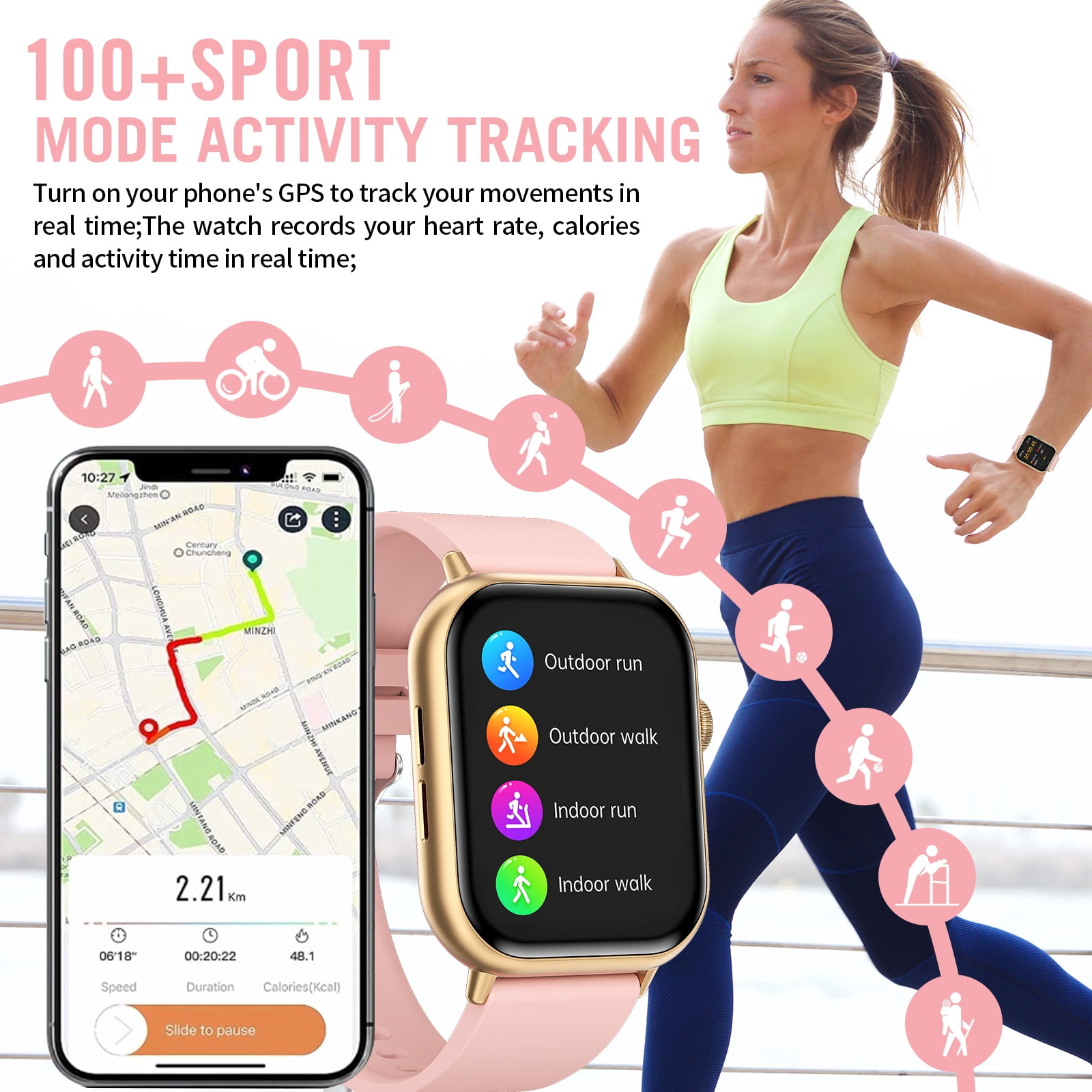 2026 NEW Smart Watch, 2.01'' HD Screen SmartWatch for Men Women , Answer/Make/Message, 100+ Sports Modes, IP67 Waterproof Compatible with Android and iPhone