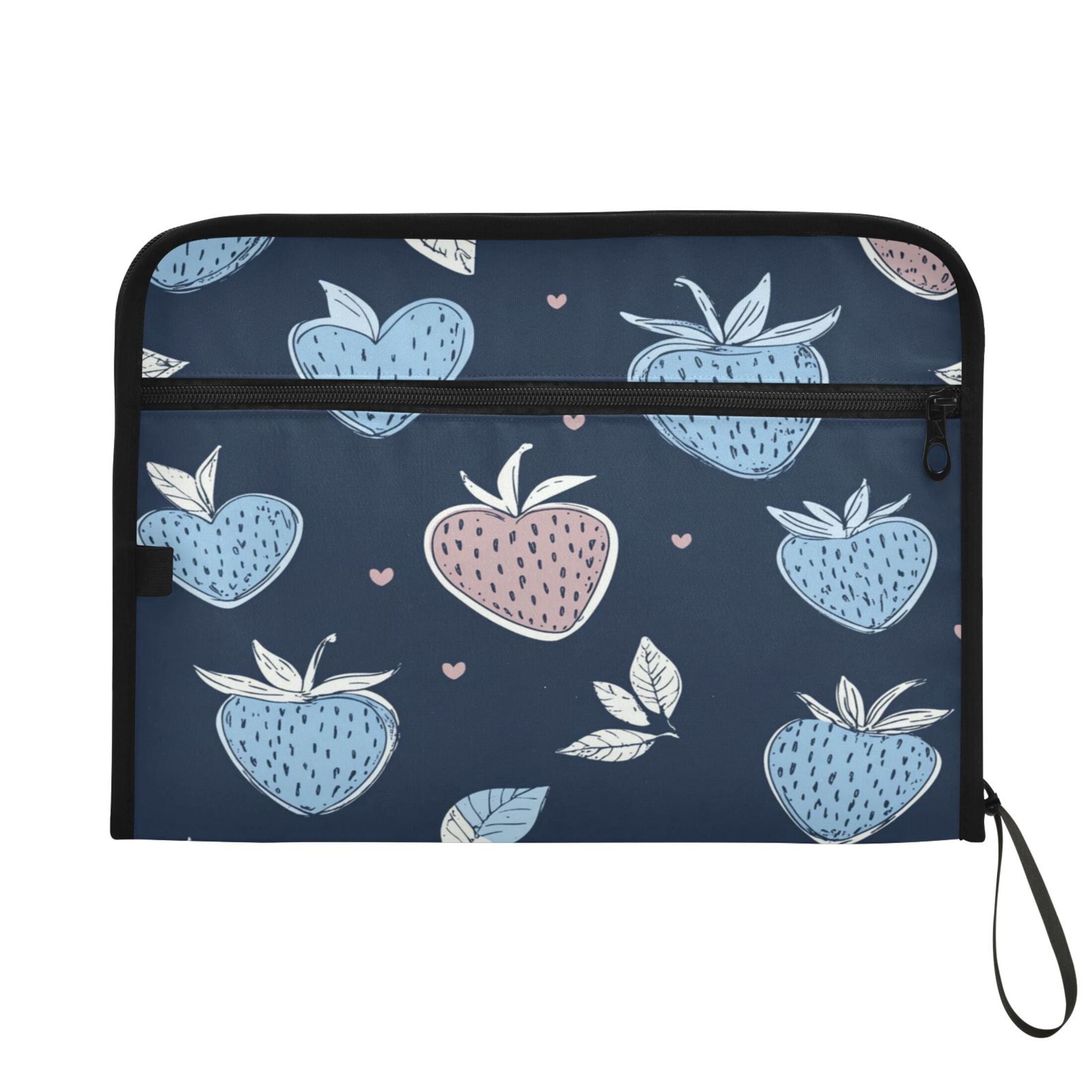 WOBOGO Blue Strawberry Pattern Expanding File Folder Letter Size Accordion Filing Organizer 13 Pocket Separate Organ Pocket