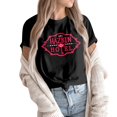thumbnail image 2 of Hazbin Hotel Moda Casual Mujer Impreso de manga corta Cuello redondo Pullover Tops Negro/S, 2 of 6
