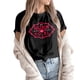thumbnail image 2 of Hazbin Hotel Moda Casual Mujer Impreso de manga corta Cuello redondo Pullover Tops Negro/L, 2 of 6
